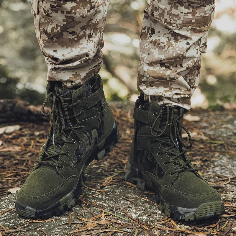 

Tactical Military Combat Boots Men Suede Leather US Army Hunting Trekking Camping Mountaineering Winter Work Shoes Boats JKPUDUN