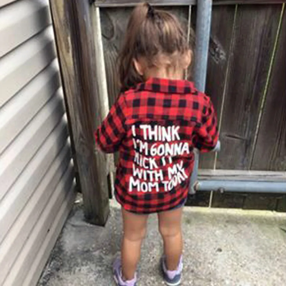 Милая рубашка с длинными рукавами для маленьких мальчиков и девочек клетчатые