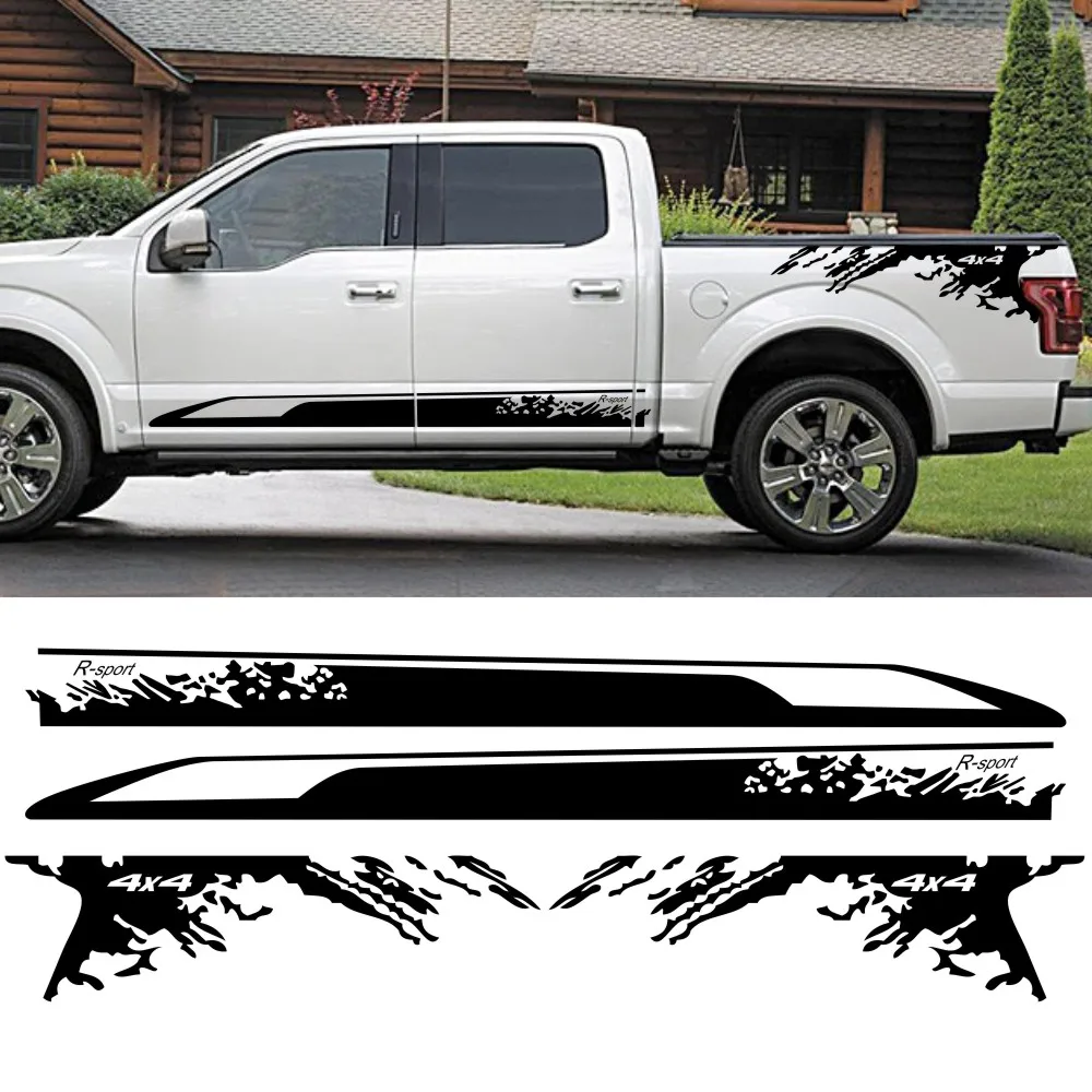 

4 шт./компл. 4X4 по бездорожью Графический виниловый спортивный стиль в полоску наклейки для автомобиля и наклейки аксессуары для автомобиля ...