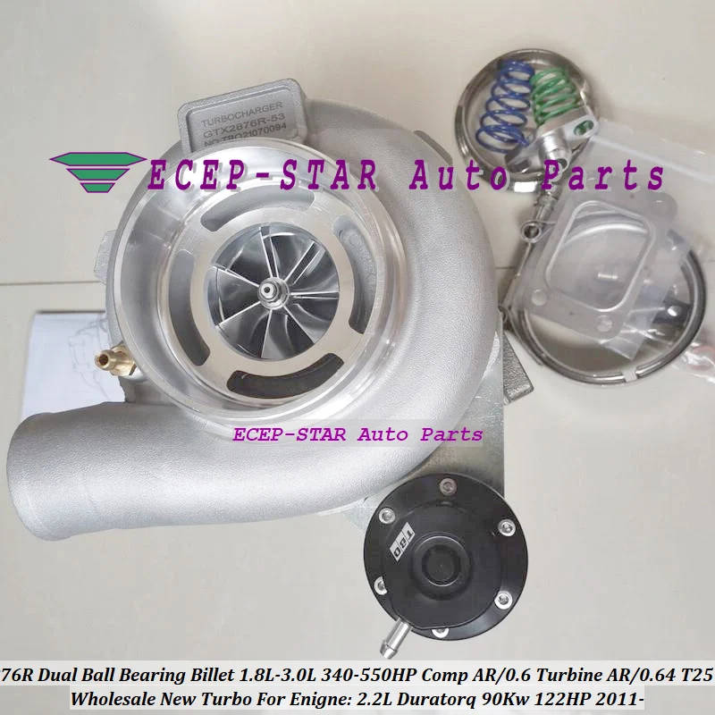 Dual Ball Bearing Billet wheel Forged GTX2876R GT2876R Comp AR 0.6 Turbine 0.64 T25 76mm V-band 1.8L-3.0L 340-550HP Racing Turbo