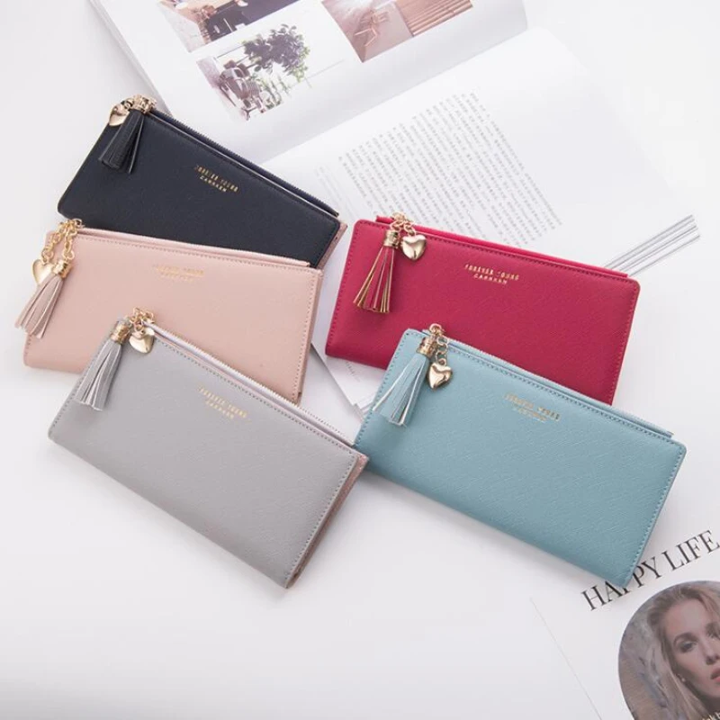 Женский кошелек с кисточкой 2019 длинный симпатичный кожаные женские кошельки