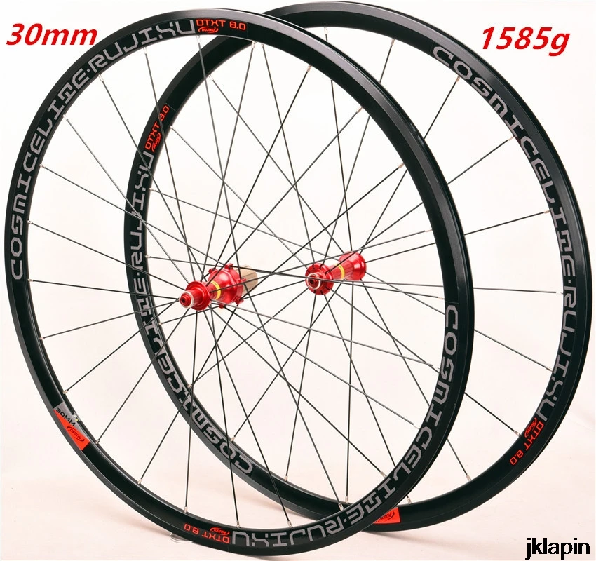 red hub 700C комплект колес для шоссейного велосипеда из сверхлегкого алюминиевого сплава герметичный подшипник 30 мм обод V тормозные велосипедные колеса передние 20 задние 24 Отверстия - Цвет: red hub