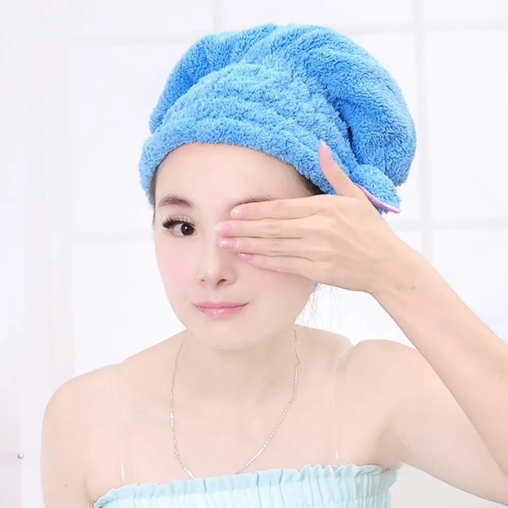 

Shower Cap Microfiber Hair Artifact Turban Towel Coral Fleece Bathroom Machine Washable Bowknot for Women Girls Ladies