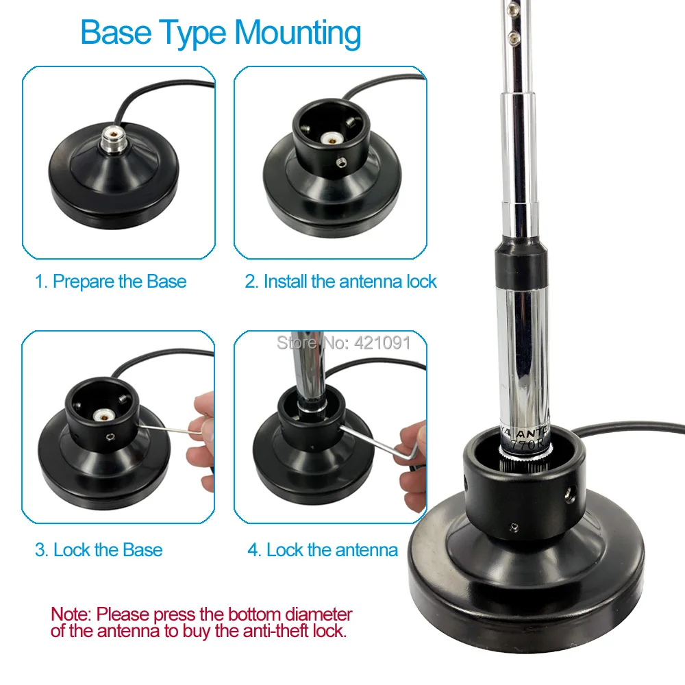 High Qualified Car Antenna Locking Mount Anti-theft Device Buckle Ring Lock Antenna and Bracket Base HH-ALM01