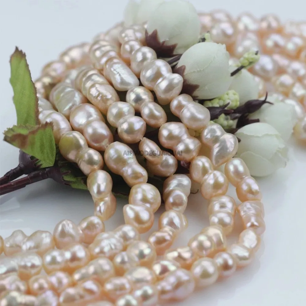 

APDGG Genuine wholesale 5strands 10*20mm irregular baroque pink pearl strands loose beads women lady jewelry DIY