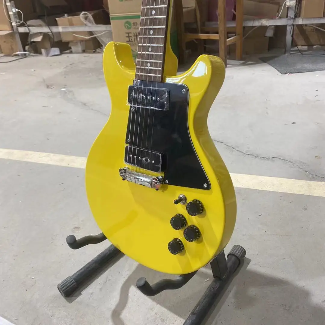 

Studio Electric Guitar Honeybee Yellow Color Rosewood Fingerboard Black Pickguard Mahogany Body Free Shipping