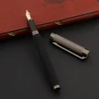 Ручка перьевая кожаная черная, серого цвета, металлическая