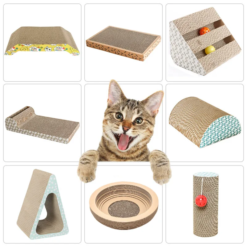 

Corrugated Cat Scratch Board Pad Grinding Nails Interactive Protecting Furniture Cat Toy Large Size Cat Scratcher Toy Cardboard