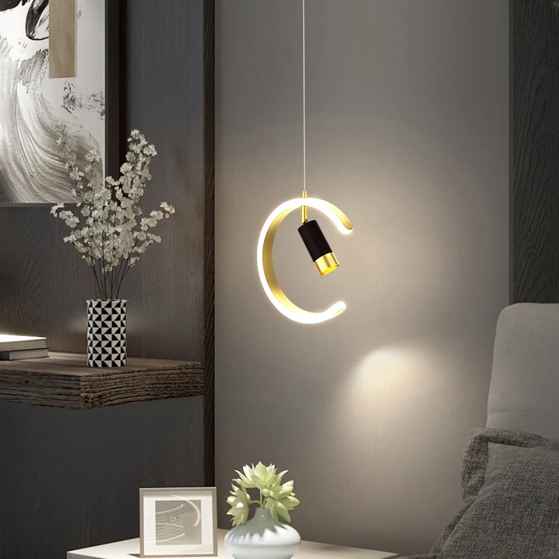2021 LED Pendant Lamp Hanging Aluminum Light home Bedroom Bedside living room bar cafe droplights decoration fixture 110v 240v
