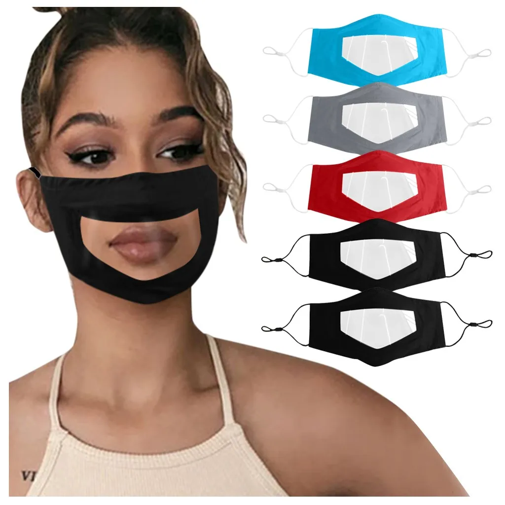 Прозрачная моющаяся многоразовая маска для лица 5 шт. маски с прозрачным окошком