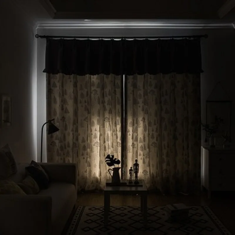 

Nordic Style Curtains for Living Room Bedroom Pine Tree Printing Linen Fabric Splicing Curtains Finished Product Customization