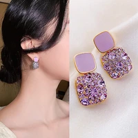 korean multiple colour shiny crystal geometric women earrings contracted sweet lovely heart fine fashion drop earrings jewelry