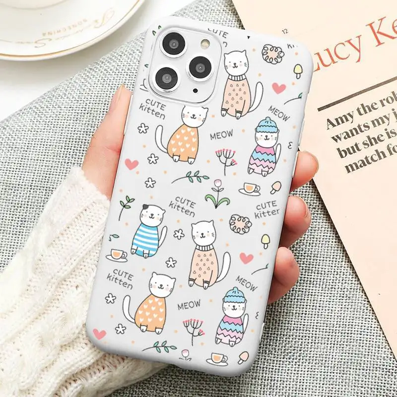 

Cute animal owl cat unicorn bunny Phone Case Candy Color White for iPhone12 11 pro XS MAX 8 7 Plus X SE 2020 XR