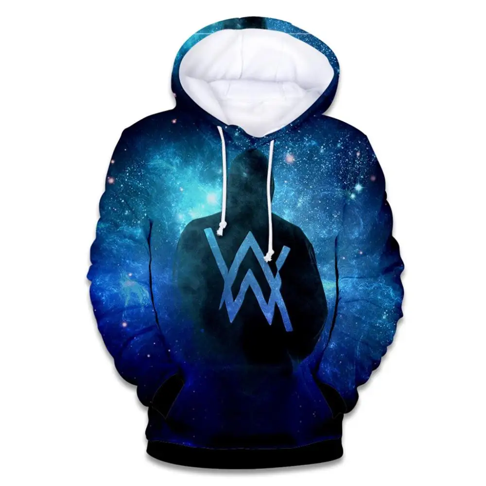 Зимняя флисовая толстовка Alan Walker с выцветшим капюшоном, мужская толстовка с принтом в стиле хип-хоп рок-звезды, флисовая толстовка с капюшоном для мужчин - Цвет: WW0017HM