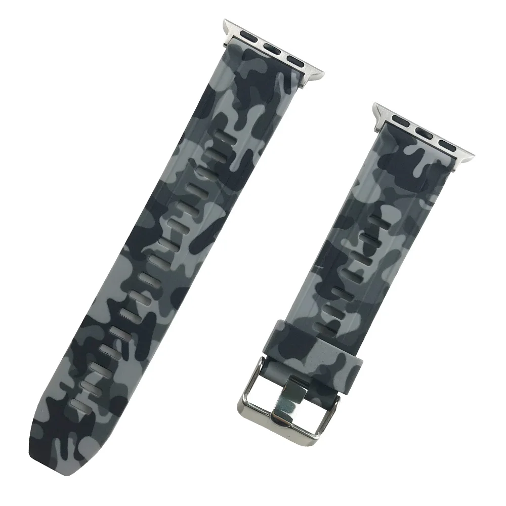 Ремешок Камуфляжный мягкий для Apple Watch Band Series 9 8 7 6 SE 5 4 силиконовый браслет Ultra 2 49
