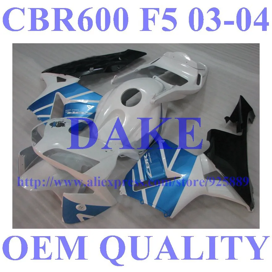 

Full Set Injection Fairings For HONDA CBR600RR 03 04 F5 Black White Blue CBR 600 RR 2003 2004 Hi-quality Fairing Kit #YYS41 Tim