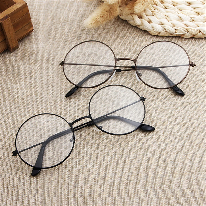 

New Vintage Retro Round Flat Glasses Gold Eyeglass Frame Man Plain Glass Clear Eyeglasses Eye Glasses Frames For Women Men