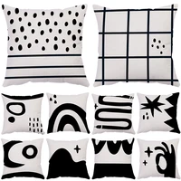 high quality black white geometric plush cushion cover home decor cartoon okay gesture pattern throw pillow case sofa decorative