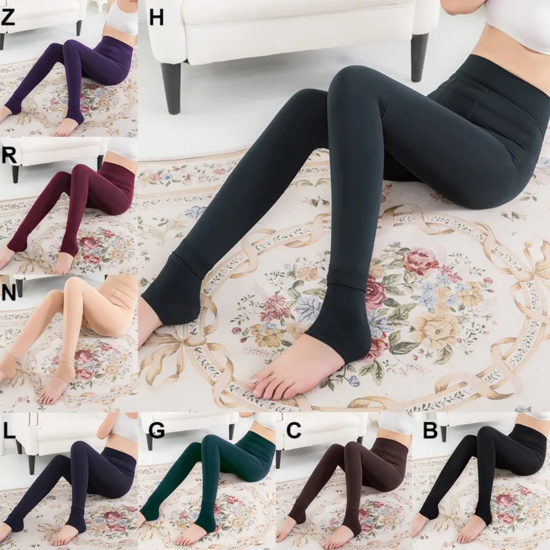 

Women's Plus Velvet Winter Leggings Ankle-Length Keep Warm Solid Pants High Waist Women Thickening Tight Pants Leggings