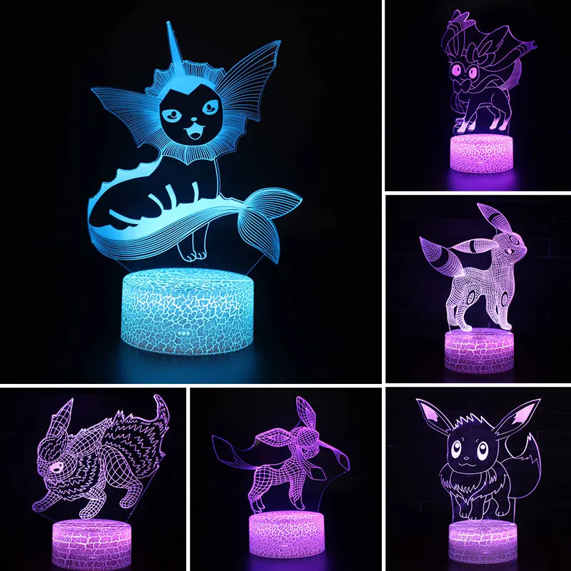 Аниме Покемон Иви рисунок классный 3d светильник Модель Vaporeon Jolteon Flareon Espeon из
