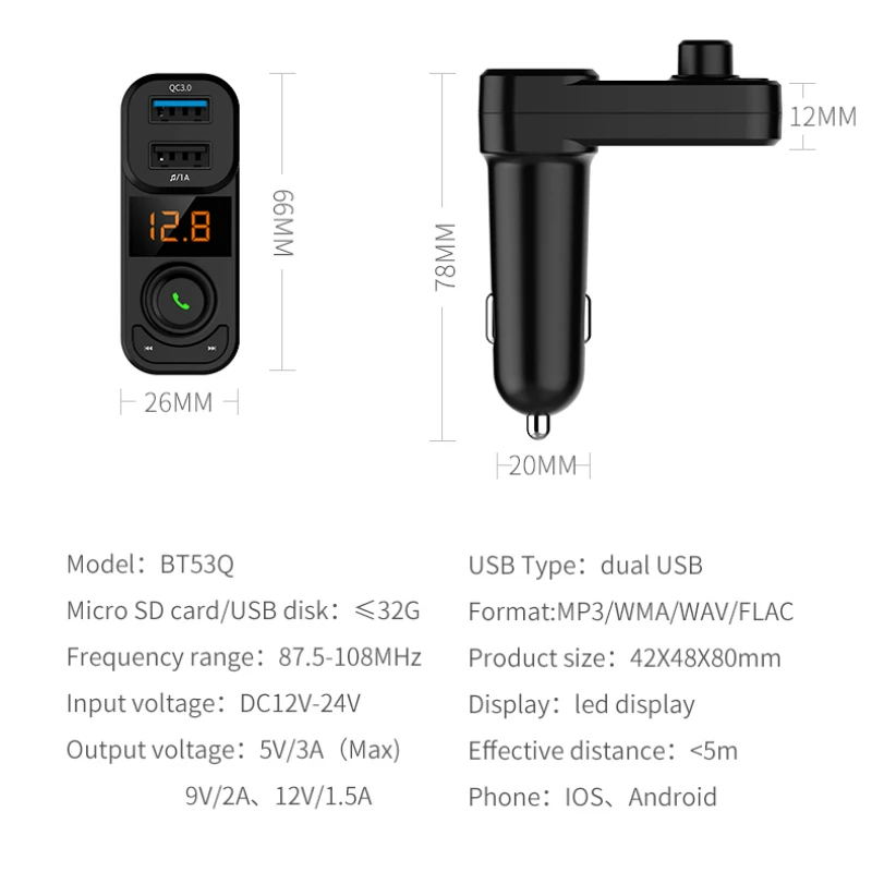 KORSEED автомобильный Bluetooth комплект для телефона Handsfree беспроводной Carkit QC3.0 быстрое