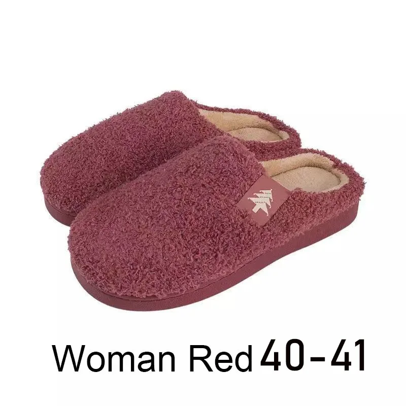 Red Size 40-41 Xiao mi jia/домашние тапочки для мужчин и женщин; зимние теплые шлепанцы; нескользящие теплые домашние тапочки для спальни - Цвет: Red Size 40-41
