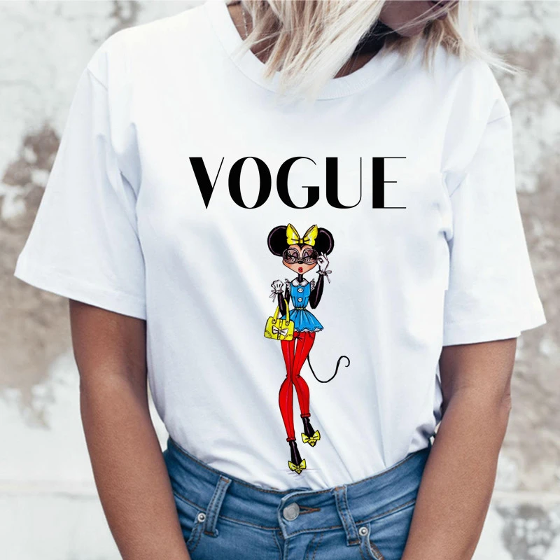 TJCJFO новинка женская футболка VOGUE beauty 3d принт круглый ворот топы футболки Летний
