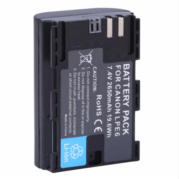 2650 мА/ч, 7,4 V LP-E6 LPE6 LP-E6N цифровой Батарея для цифровой однообъективной зеркальной камеры Canon EOS 5DS 5D Mark II Mark III 6D 7D 60D 60Da 70D 80D DSLR EOS 5DSR
