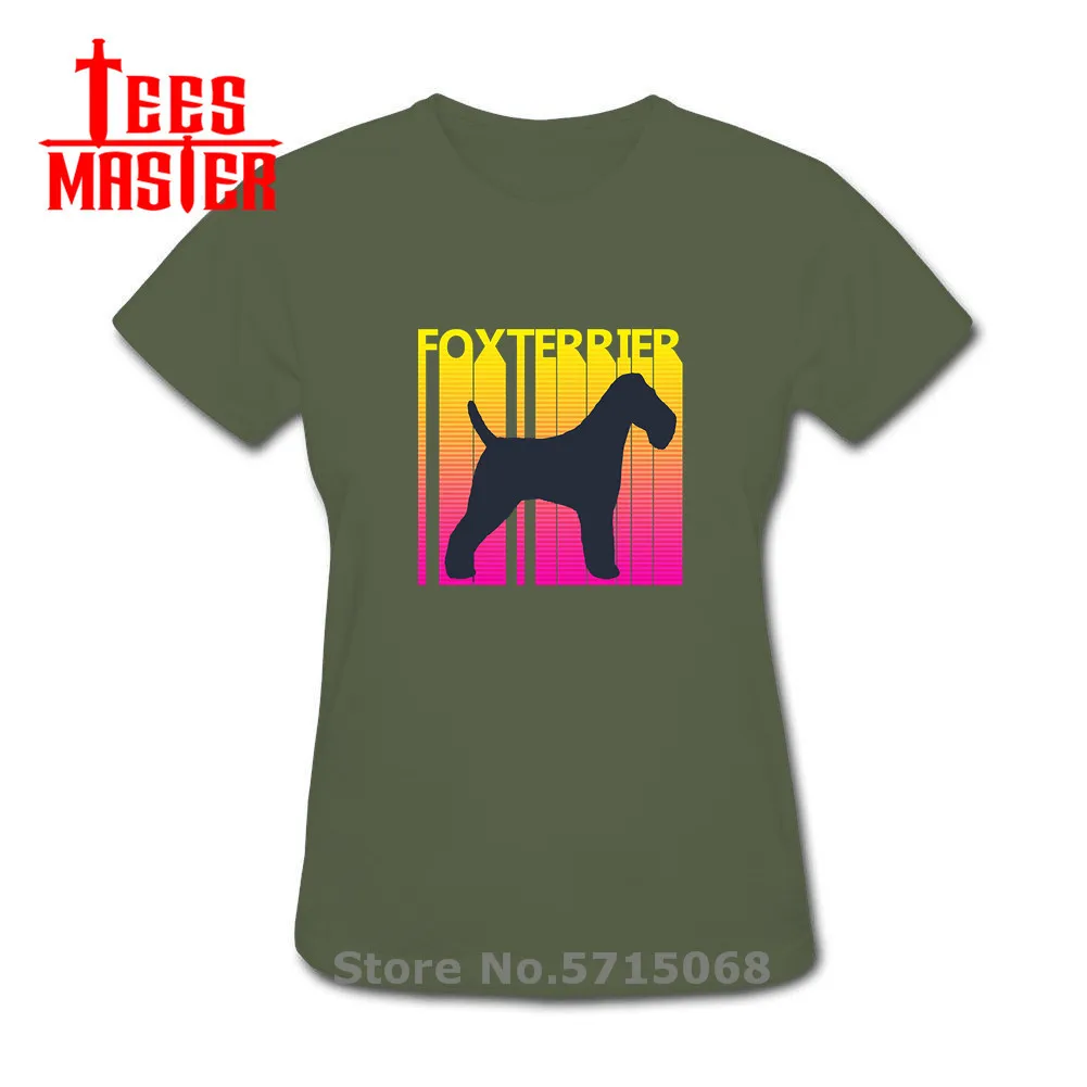 Винтаж womant-рубашка забавные Smooth Фокстерьер собака Силуэт Ретро 1980s подарочные