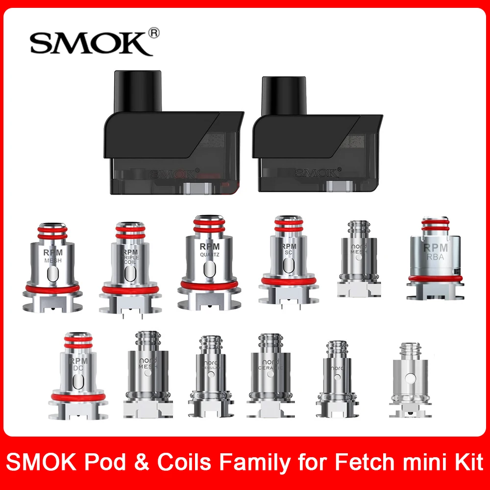 

In Stock!! SMOK Fetch Mini Pod Cartridge 3.7ML RPM Mesh Regular Quartz RBA SC Triple nord coils for fetch mini Vape Kit E-Cig