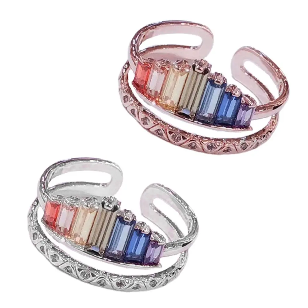 Новинка 2020 модное Радужное кольцо с микро бриллиантами весенне-летнее