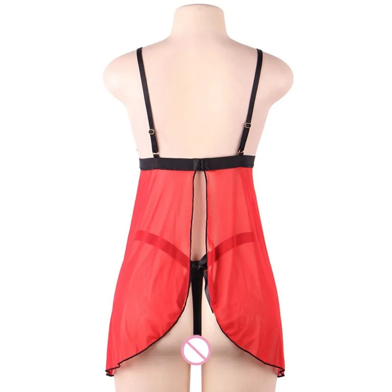 

Large Size Sexy Night Dress Women Lingerie Lace Seductive Suspender Nightdress Transparent Pajamas Set 5XL