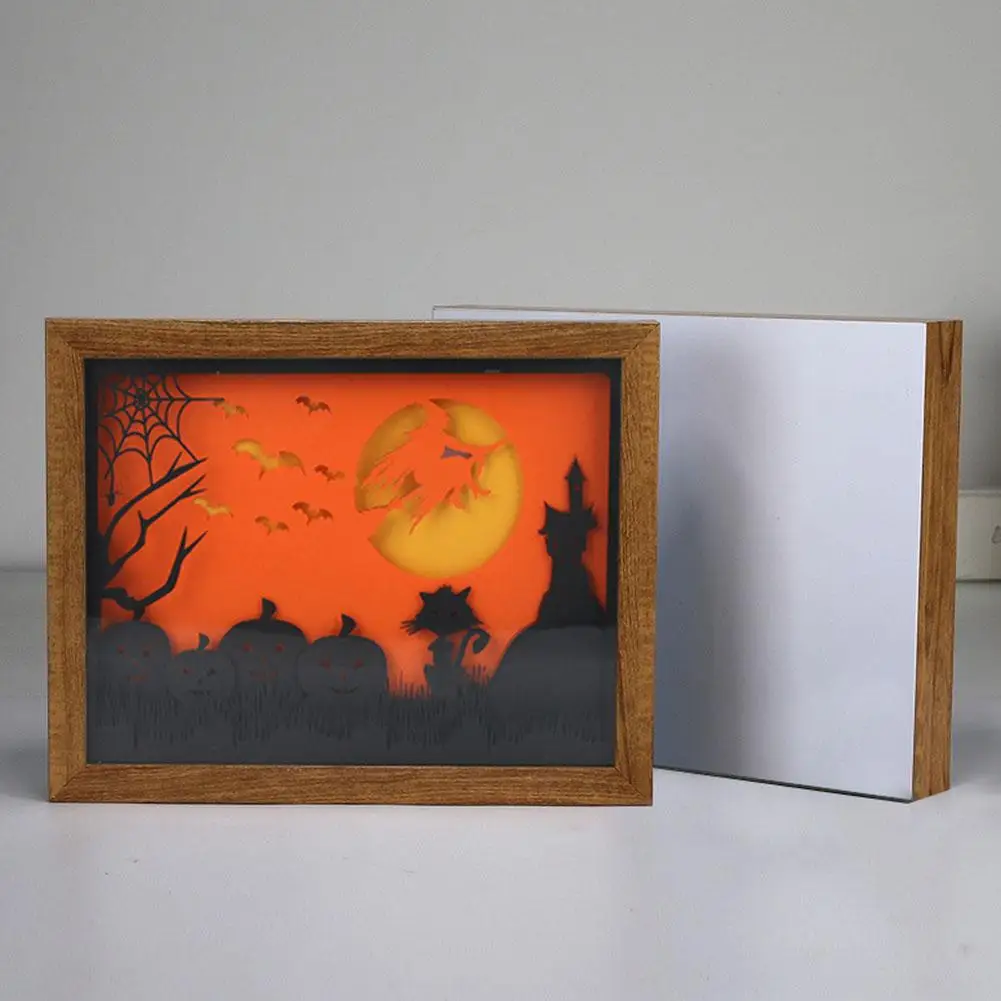 Портативный Хэллоуин Мода 3D лампа Papercut резьба USB Ночник декор для спальни | Дом и