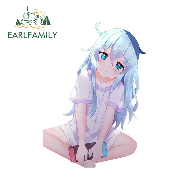 

EARLFAMILY 13 см x 9,3 см для синих длинных волос, автомобильная наклейка Loli, индивидуальная Водонепроницаемая наклейка, креативная виниловая Автом...
