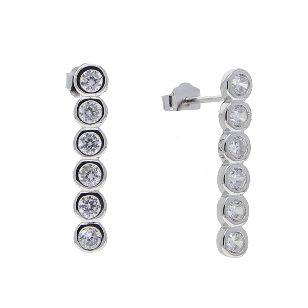Dropping hot sale 925 sterling silver bar shape stud earring with cz bezel long earrings for women lady wedding | Украшения и