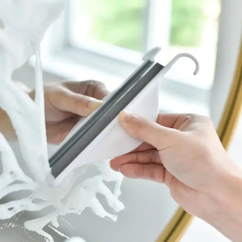 

Bathroom Mirror Cleaner With Silicone Blade Hook Hold Kitchen Cleaner Car Glass Shower Squeegee Window Glass Wiper Scraper