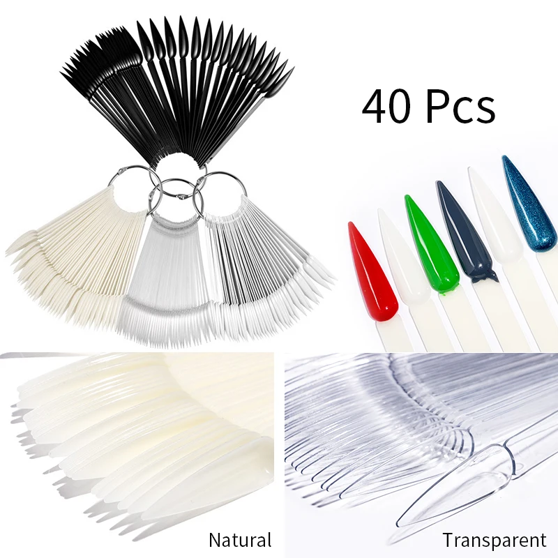 40 шт Набор накладных ногтей цветная карта 4 цвета прозрачный белый натуральный
