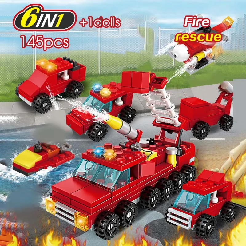 4/6in1 строительные блоки город Инженерная огонь медицинских аварийно