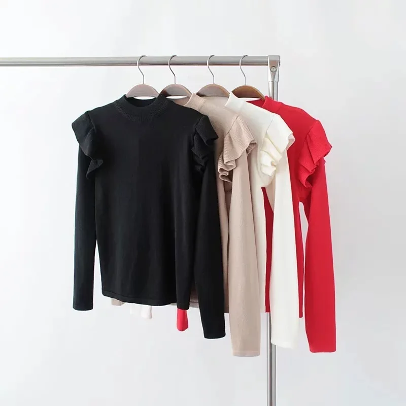 Элегантный вязаный свитер с открытыми плечами Женский Повседневный волнистым