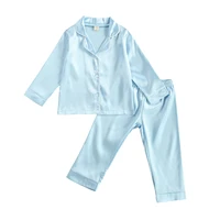 breathable little baby boys girls pajamas set toddlers spring autumn solid color lapel long sleeve tops long pants sleepwear kit