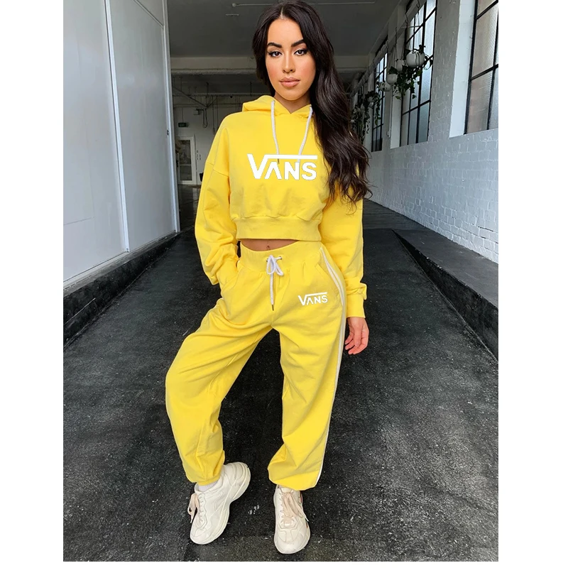

2-piece women's sportswear set Hoodie drawstring women's long sleeve Sweatshirt set 2021 spring and autumn leisure Women's Pants