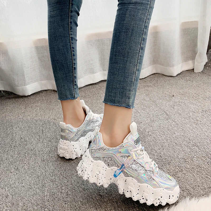 Women's shoes 2020 autumn new Hong Kong style wild sports Harajuku thick bottom increased women's | Обувь