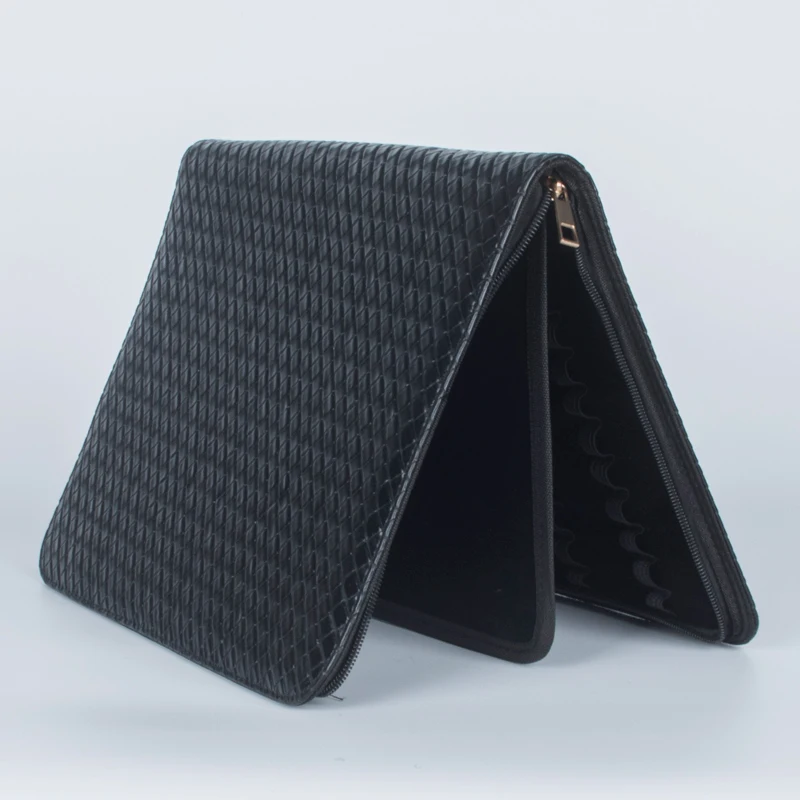 

48 Pens Case Luxury Black Leather Pencil Case/Bag For Roller Ball Pen / Fountain Pen /Ballpoint Pen Binder Stationery