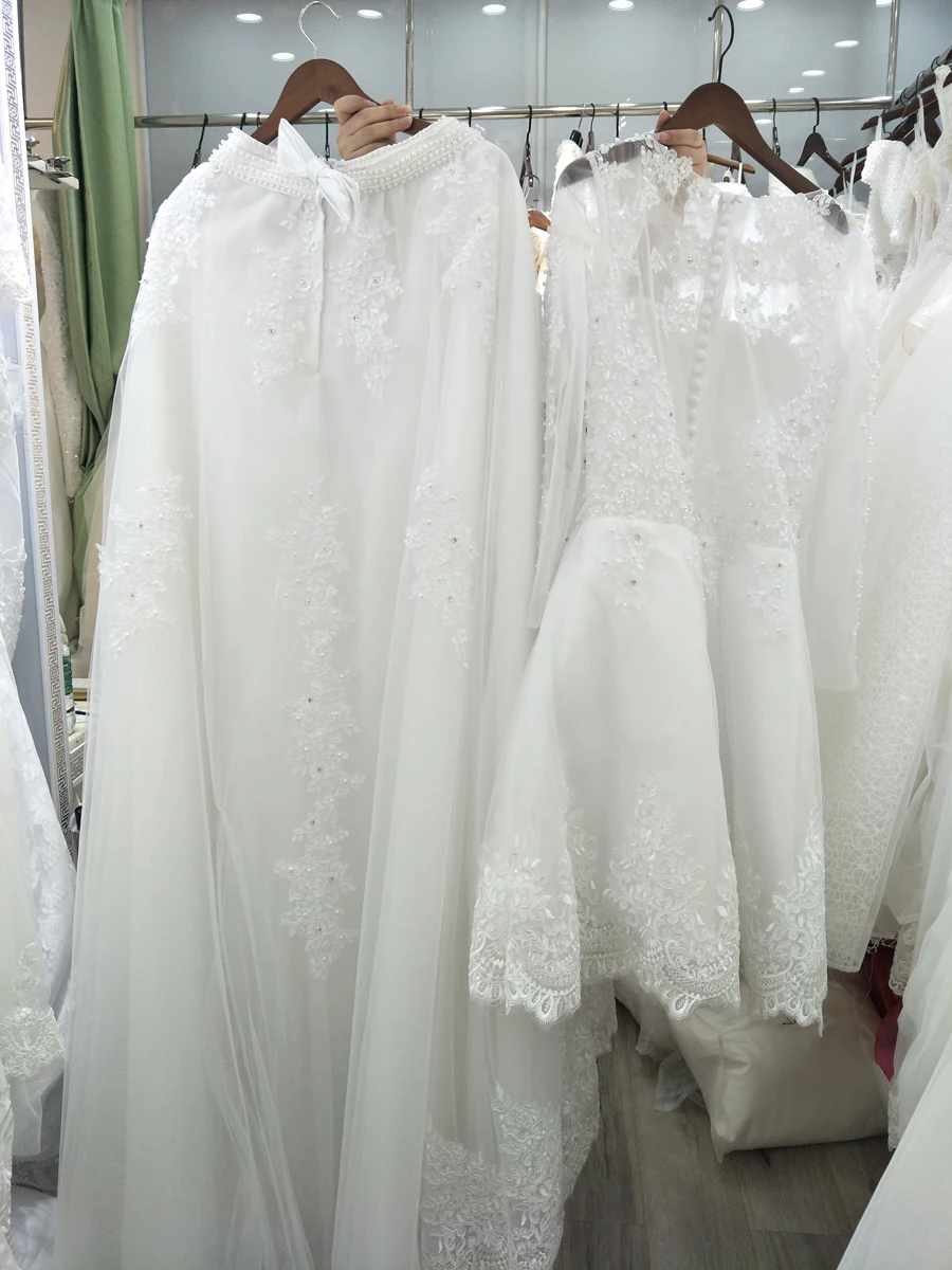 Новинка платье принцессы со съемным шлейфом Vestido De Noiva аппликационные Жемчужины