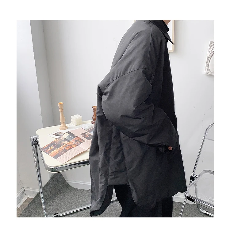

Male Japan Korea Streetwear Vintage Loose Coat Men Winter Thick Padded Cotton Casual Shirt Style Pullover Parkas Jacket