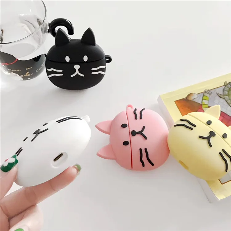 Милые 3D Мультяшные наушники для Apple AirPods с бородой кошкой мяуком чехол Airpods 2