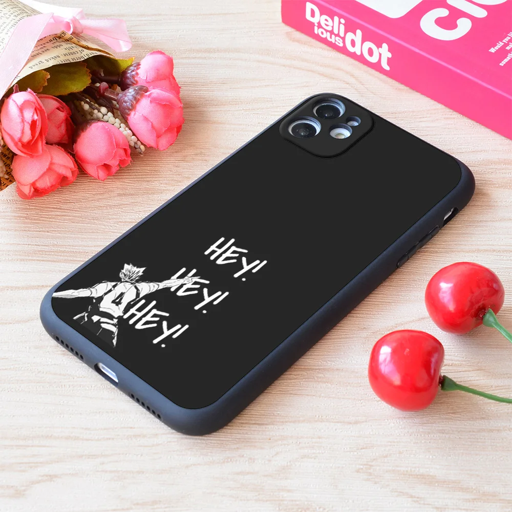 

For iPhone Haikyuu ,Bokuto Fukudorani's Ace Hey Hey Hey White Text Print Soft Matt Apple iPhone Case