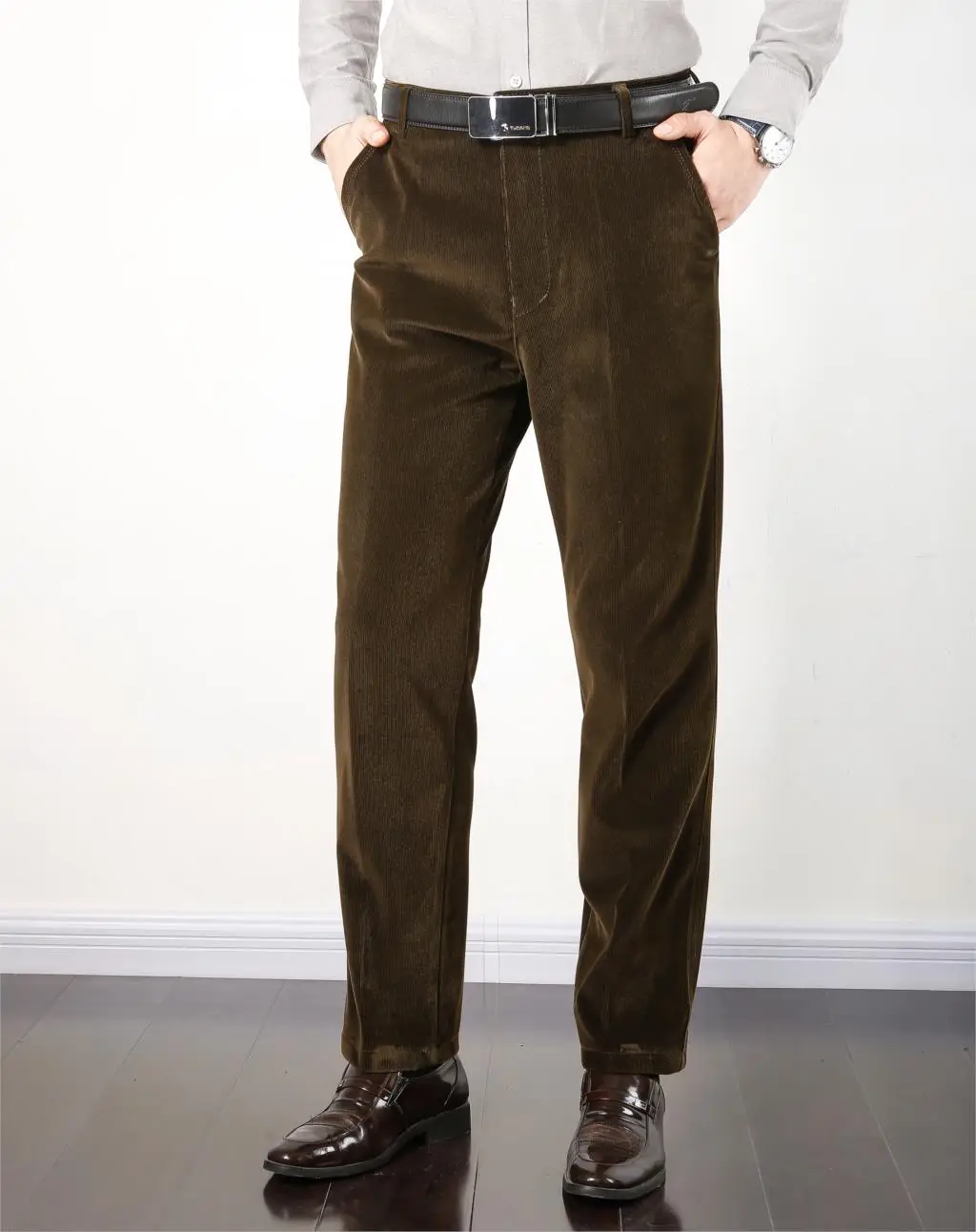 

Autumn Spring corduroy trousers men's leisure pants high waist straight middle-aged wash and wear business casual corduroy pants