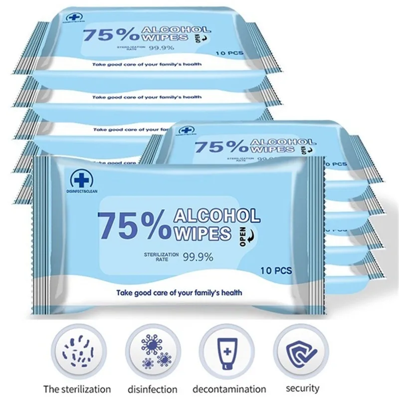 10 шт./пакет дезинфекции спиртовые салфетки антисептические прокладки влажные