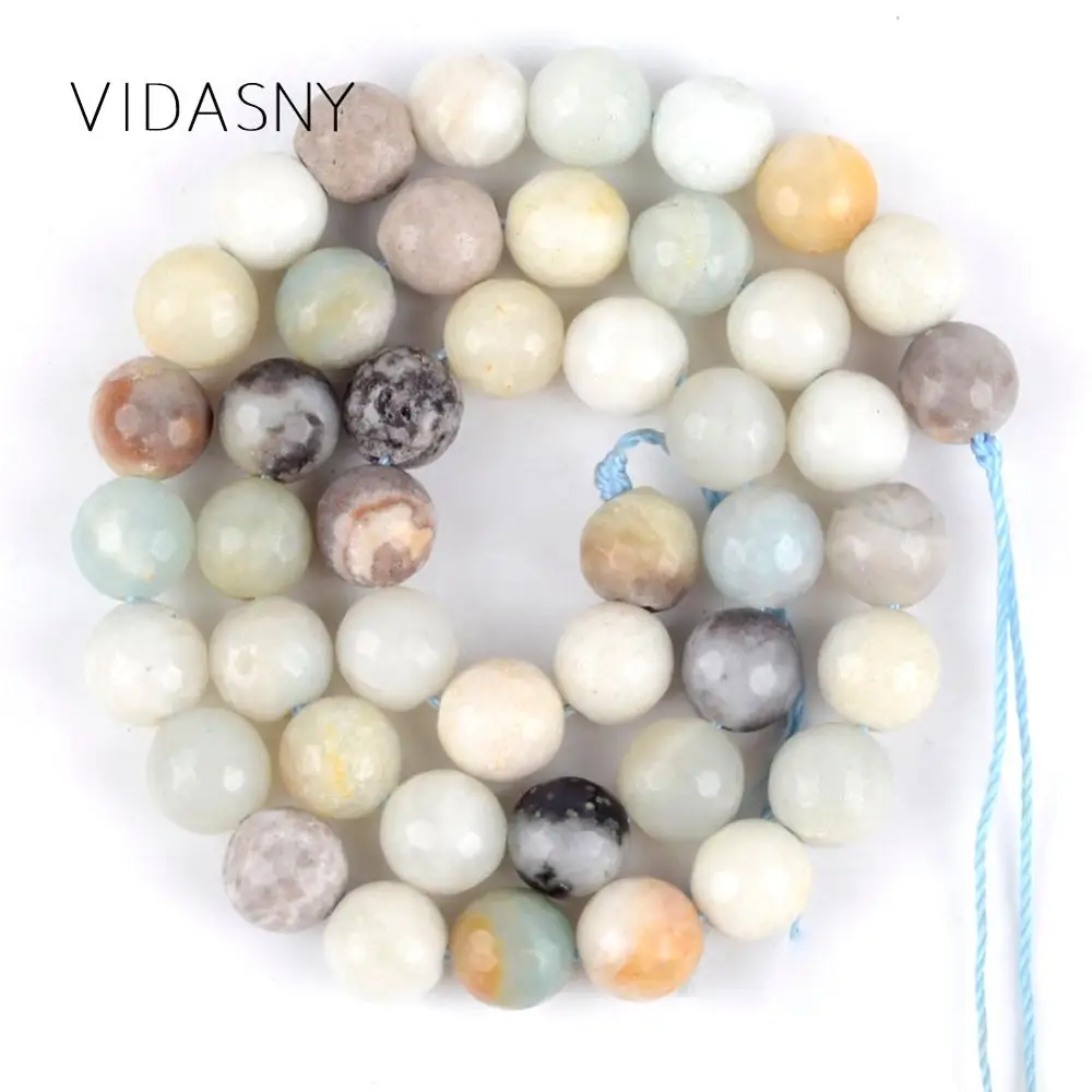 

Natural Stone Faceted Amazonite Round Loose Beads For Jewelry Making 4mm-12mm Spacer Beads Diy Necklace Bracelet 15'' Wholesale